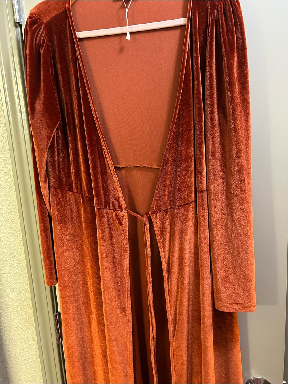 Baltic Born Velvet Long Robe in Rust Orange